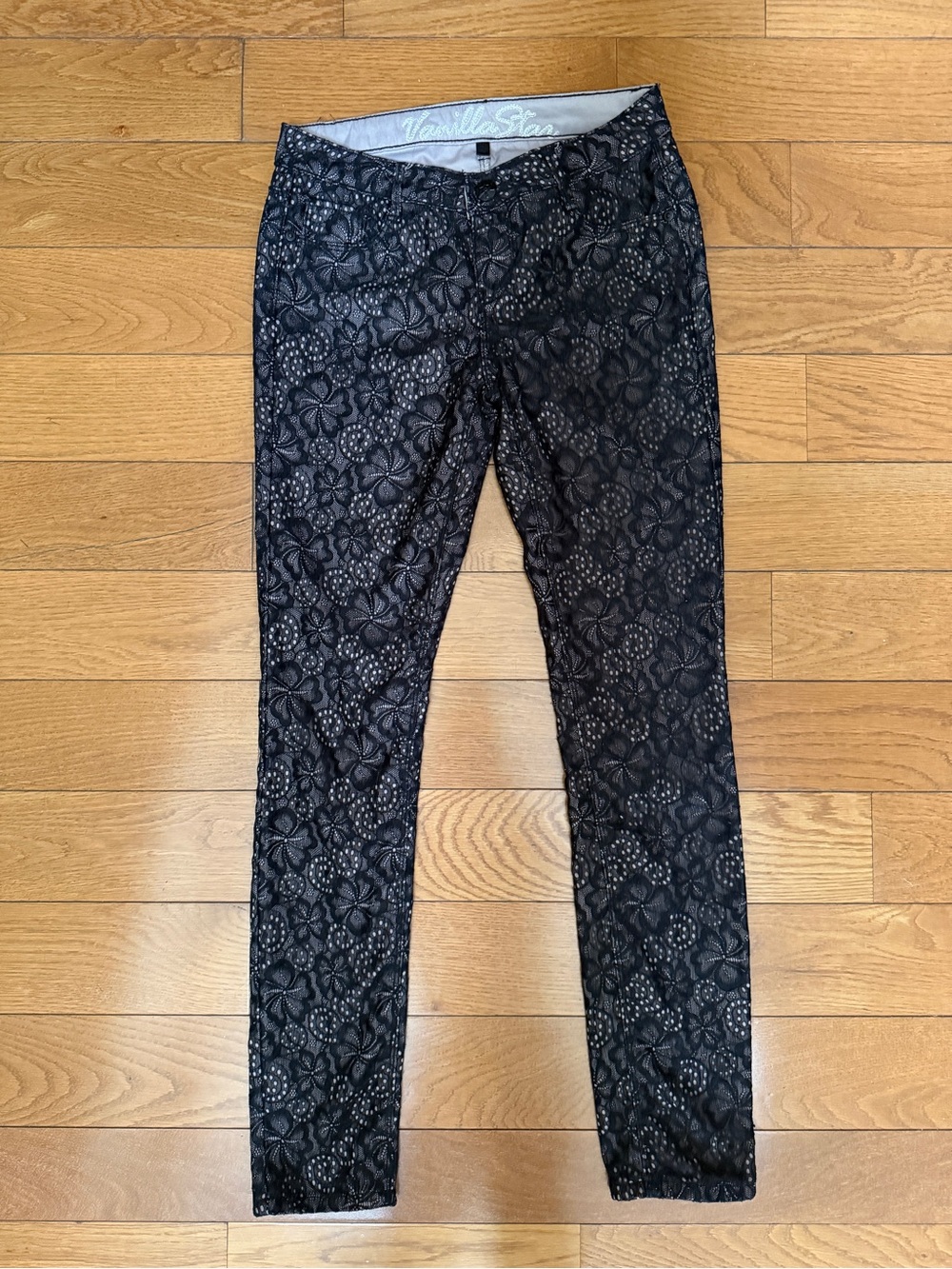 Vanilla Star Black Floral Lace Skinny Jeans